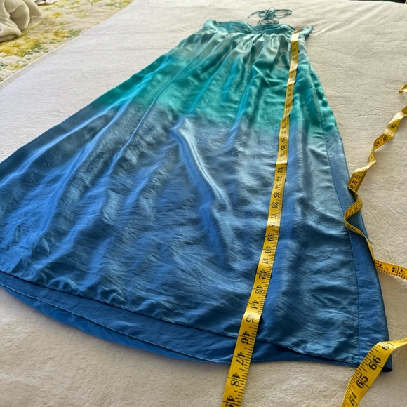 Betsey Johnson Ombré Blue Silk Strapless Mermaid Halter Maxi Dress - Picture 6 of 7